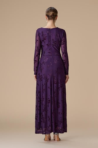 فستان بنفسجي طويل شيفون