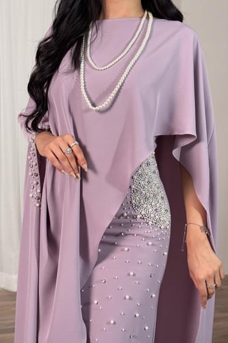 فستان كيب قطعتين لون بنفسجي فاتح