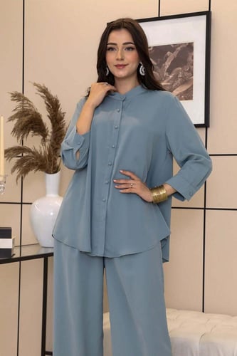 طقم بنطلون وقميص واسع لون اخضر