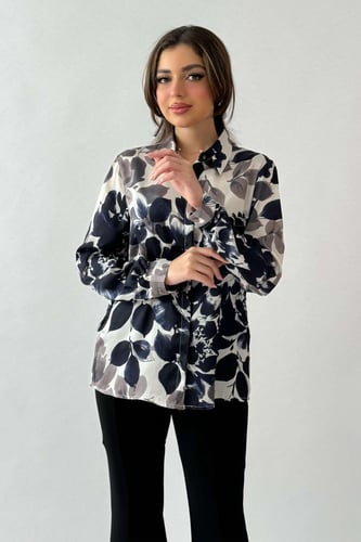 قميص ساتان بطبعة ازهار
