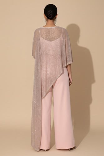 جمبسوت وردي بكاب شبكي مطرز