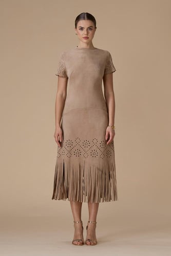 فستان بني ميدي شامواه