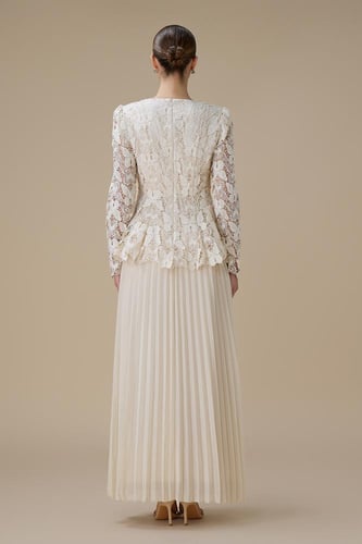 فستان دانتيل طويل سكري بليسيه