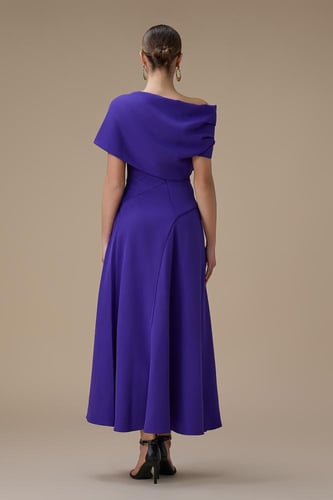 فستان بنفسجي طويل اوف شولدر