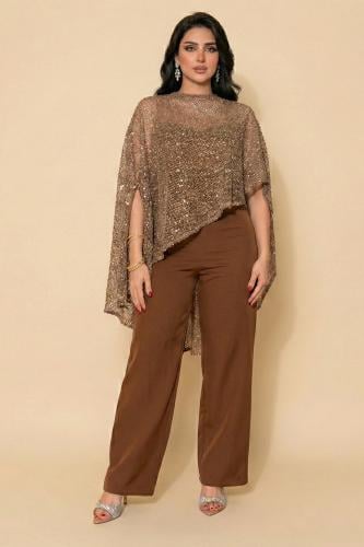 جمبسوت بني بكاب شبكي مطرز