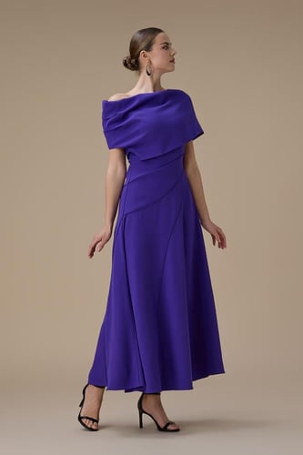 فستان بنفسجي طويل اوف شولدر