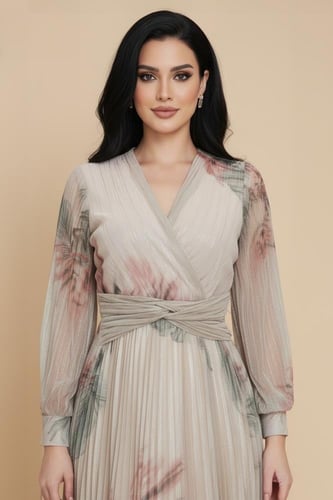 فستان تل ميدي بكسرات لون احمر