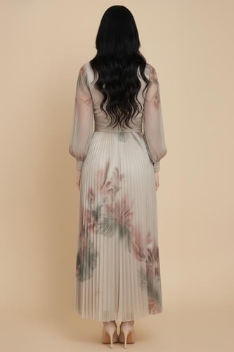 فستان تل ميدي بكسرات لون احمر