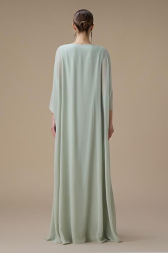 جلابية طويلة اخضر فاتح واسعة بقطعتين