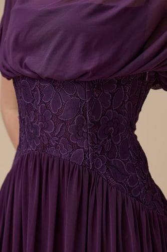 فستان طويل بنفسجي شيفون