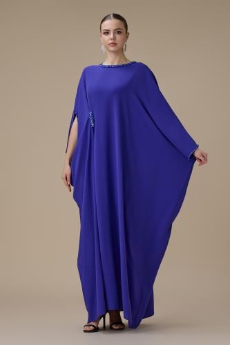 جلابية أنيقة باللون الأزرق بتطريز خرزي