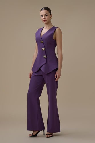 جمبسوت لون بنفسجي مع فيست بدون أكمام