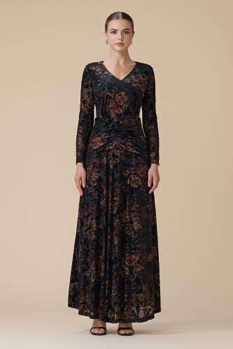 فستان اسود ماكسي انيق مشجر