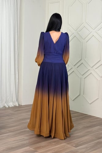 فستان سهرة شيفون بأكمام طويلة بنفسجي