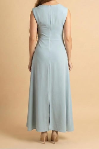 فستان ماكسي درابيه مزيت بالفصوص لون أزرق