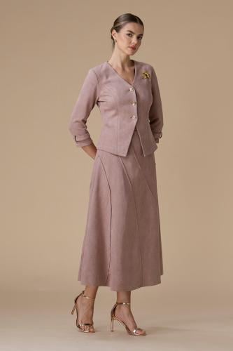 طقم وردي شامواه بجاكيت كلاسيكي