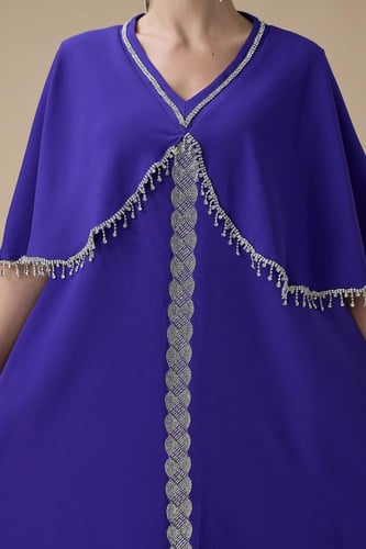 جلابية أنيقة بنفسجي فاتح بتطريز فضي