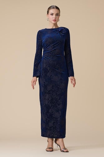 فستان كحلي ماكسي مخمل