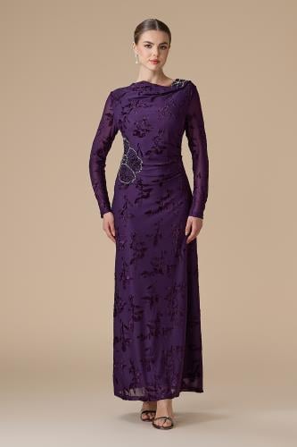 فستان بنفسجي طويل شيفون