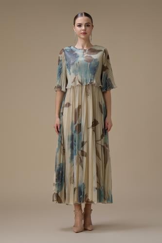 فستان ماكسي بليسيه واسع بطبعة زهرية