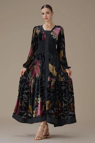 فستان اسود مخمل ماكسي