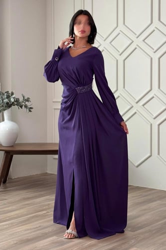 فستان ماكسي درابيه بطرف جانبي