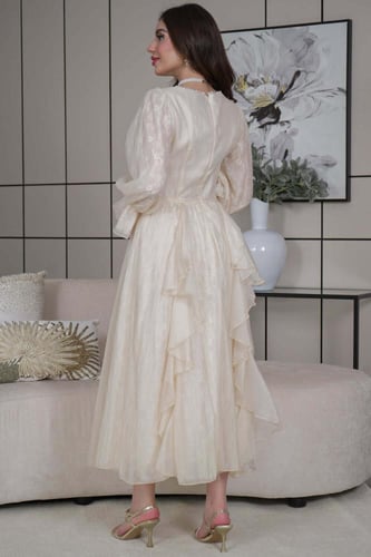 فستان اورجنزا مبطن بالدانتيل