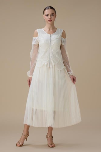 فستان شيفون اوف وايت بليسيه