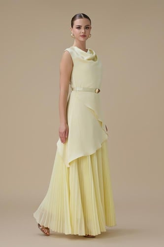 فستان طويل اصفر بليسيه