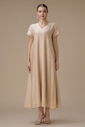 جلابية ماكسي بيج بتطريز ناعم