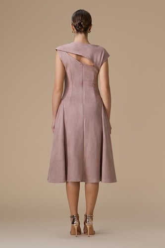 فستان وردي قصير شامواه