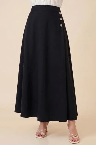 تنورة كلوش اسود طويلة
