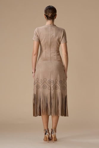 فستان بني ميدي شامواه