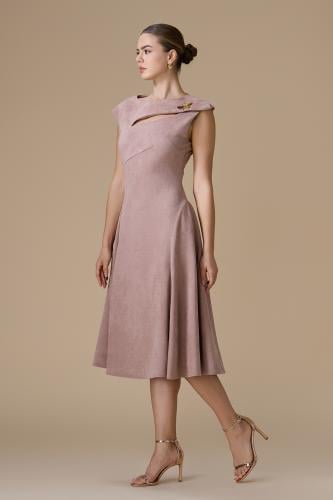 فستان وردي قصير شامواه