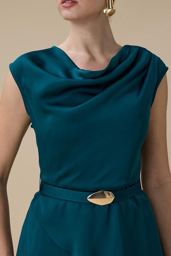 فستان طويل تركواز بليسيه