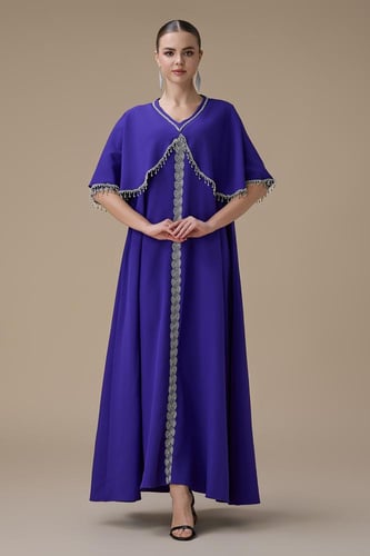 جلابية أنيقة بنفسجي فاتح بتطريز فضي