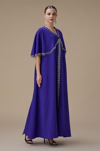 جلابية أنيقة بنفسجي فاتح بتطريز فضي