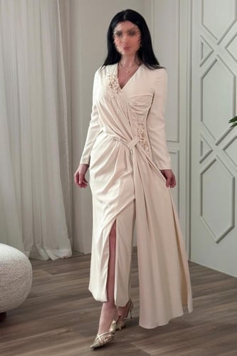 فستان بيج سهرة ماكسي بأكمام طويلة