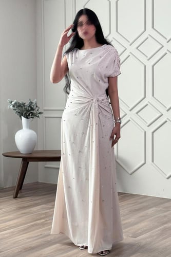 فستان بيج سهرة ماكسي بزم مزين بالكريستال