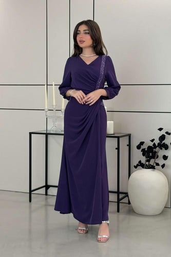 فستان موف سهرة طويل