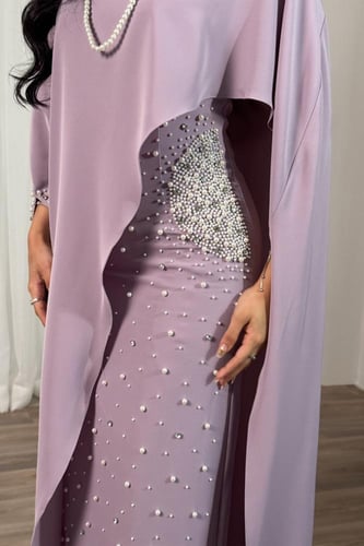 فستان كيب قطعتين لون بنفسجي فاتح