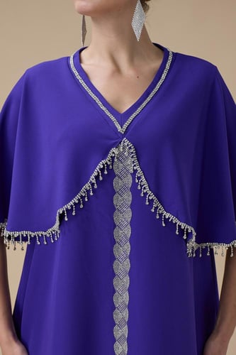 جلابية أنيقة بنفسجي فاتح بتطريز فضي