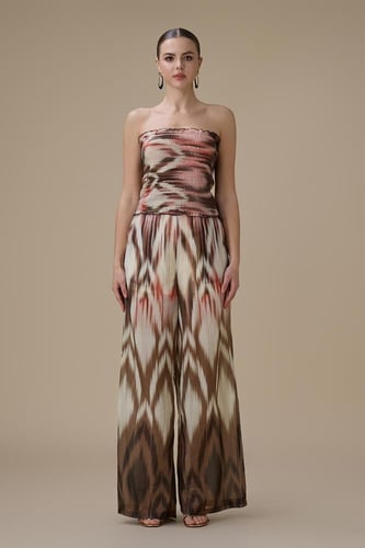 طقم جمبسوت واسع شيفون بنقشة متدرجة