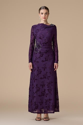 فستان بنفسجي طويل شيفون