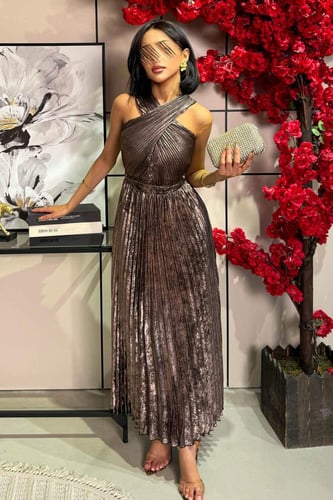 فستان ماكسي بيلسية لون بني