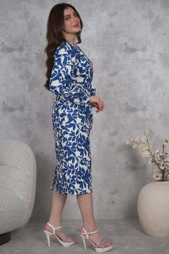 فستان ميدي كلاسيك بطبعات أزهار