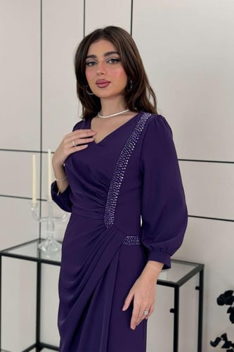 فستان موف سهرة طويل