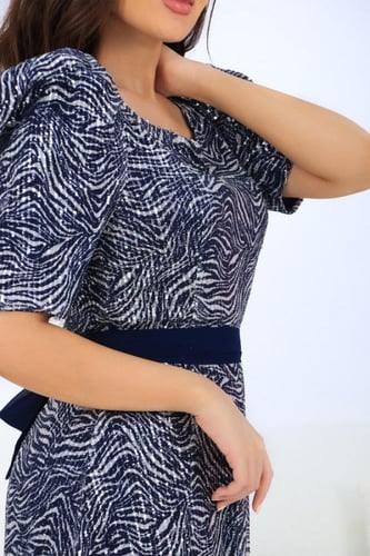 فستان ترتر بتصميم شوقر لون كحلي