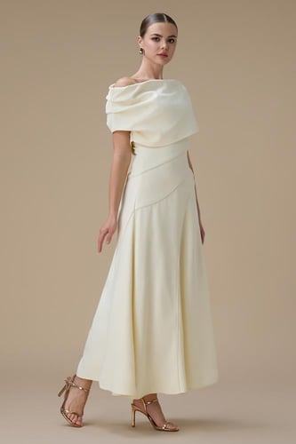 فستان سكري طويل اوف شولدر