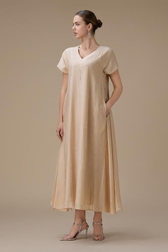 جلابية ماكسي بيج بتطريز ناعم